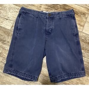 VTG Abercrombie & Fitch Chino Shorts Mens 32 Navy 100% Cotton Casual